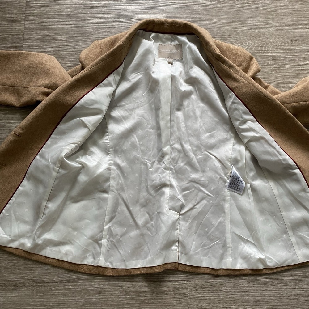Banana Republic Hacking Jacket Womens 10 Camel Wool Blend Blazer Academia Preppy - Picture 5 of 13